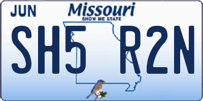 MO license plate SH5R2N