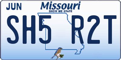 MO license plate SH5R2T