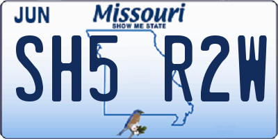 MO license plate SH5R2W