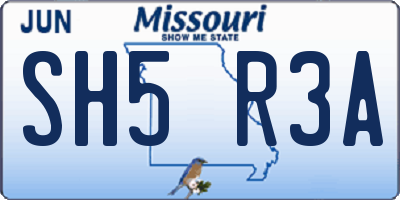 MO license plate SH5R3A