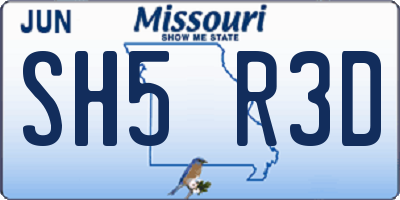 MO license plate SH5R3D