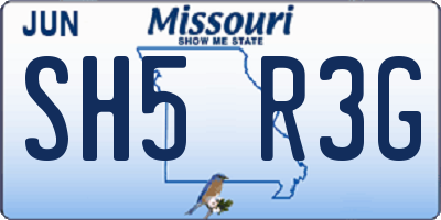 MO license plate SH5R3G