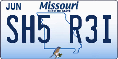 MO license plate SH5R3I