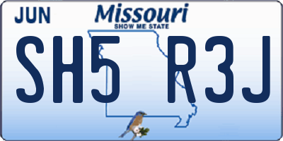 MO license plate SH5R3J