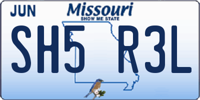 MO license plate SH5R3L
