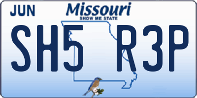 MO license plate SH5R3P