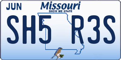 MO license plate SH5R3S