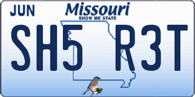 MO license plate SH5R3T