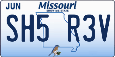 MO license plate SH5R3V