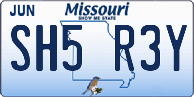 MO license plate SH5R3Y