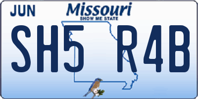 MO license plate SH5R4B