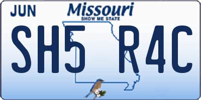 MO license plate SH5R4C