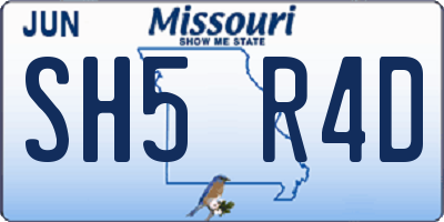 MO license plate SH5R4D