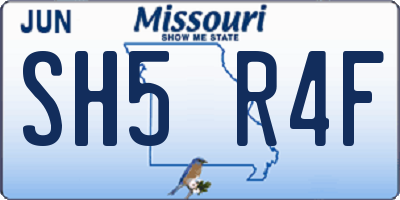 MO license plate SH5R4F