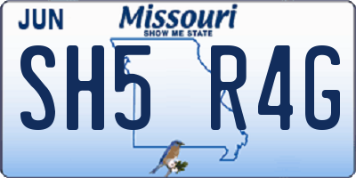 MO license plate SH5R4G