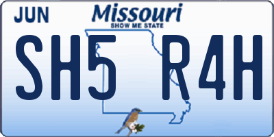 MO license plate SH5R4H