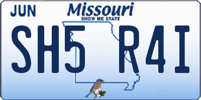 MO license plate SH5R4I