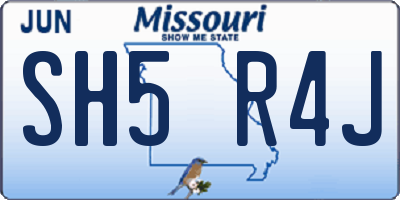 MO license plate SH5R4J