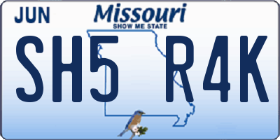 MO license plate SH5R4K