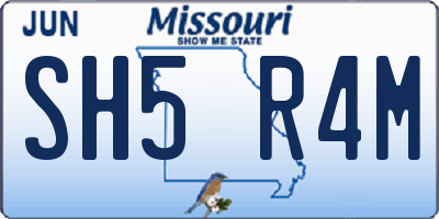 MO license plate SH5R4M