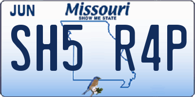 MO license plate SH5R4P