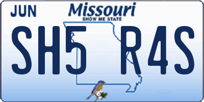 MO license plate SH5R4S