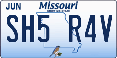 MO license plate SH5R4V