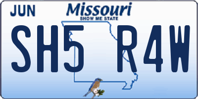 MO license plate SH5R4W