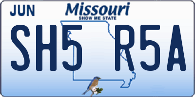 MO license plate SH5R5A
