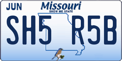 MO license plate SH5R5B