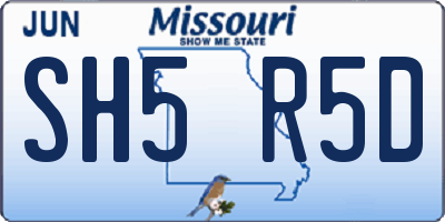 MO license plate SH5R5D