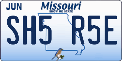 MO license plate SH5R5E