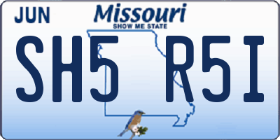 MO license plate SH5R5I
