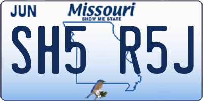 MO license plate SH5R5J