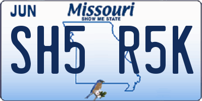 MO license plate SH5R5K