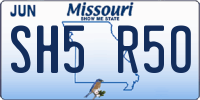 MO license plate SH5R5O