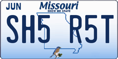 MO license plate SH5R5T