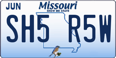 MO license plate SH5R5W