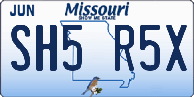 MO license plate SH5R5X