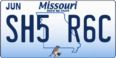 MO license plate SH5R6C