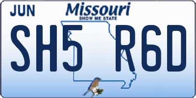 MO license plate SH5R6D