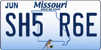 MO license plate SH5R6E