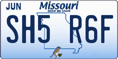 MO license plate SH5R6F