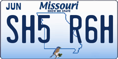 MO license plate SH5R6H