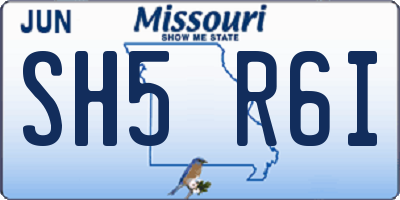 MO license plate SH5R6I
