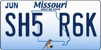 MO license plate SH5R6K