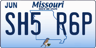 MO license plate SH5R6P