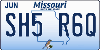 MO license plate SH5R6Q