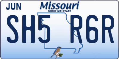 MO license plate SH5R6R