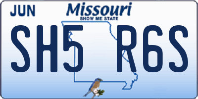 MO license plate SH5R6S